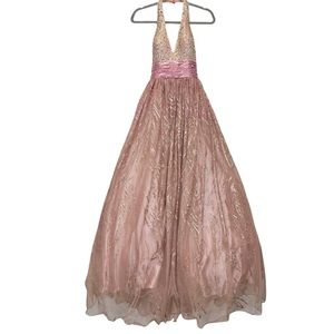 Camille La Vie Cinderella Ball Gown Size 4 Rose Gold Sequins Top Full Skirt